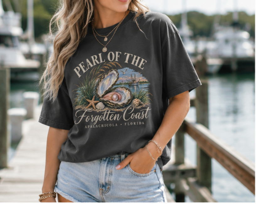Apalachicola Florida T-Shirt | Forgotten Coast Oyster Tee | Pearl of the Forgotten Coast | Comfort Colors Coastal Shirt