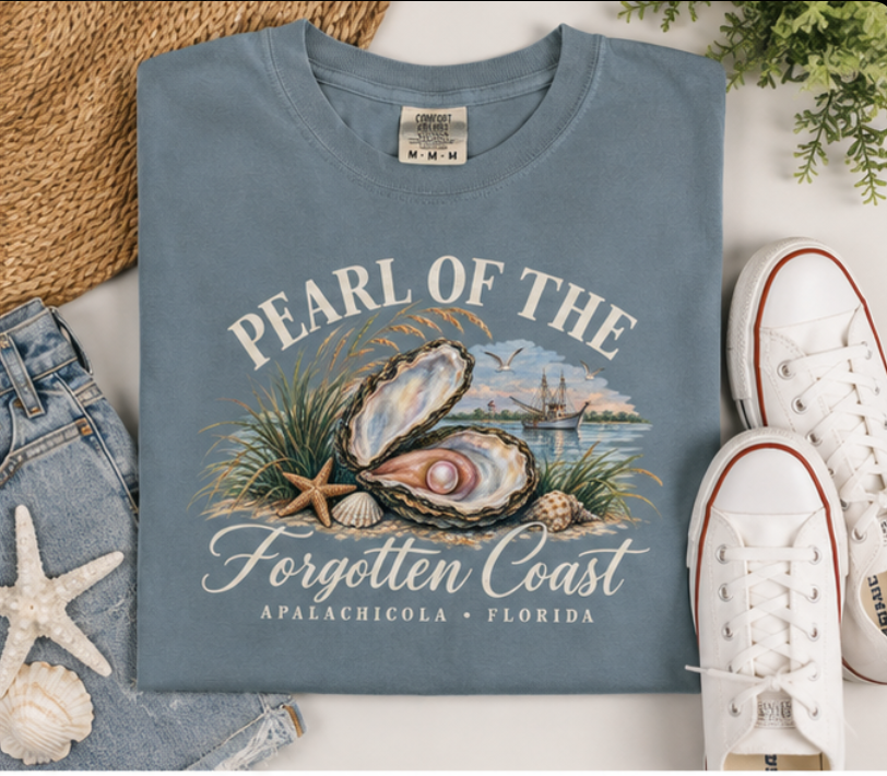 Apalachicola Florida T-Shirt | Forgotten Coast Oyster Tee | Pearl of the Forgotten Coast | Comfort Colors Coastal Shirt