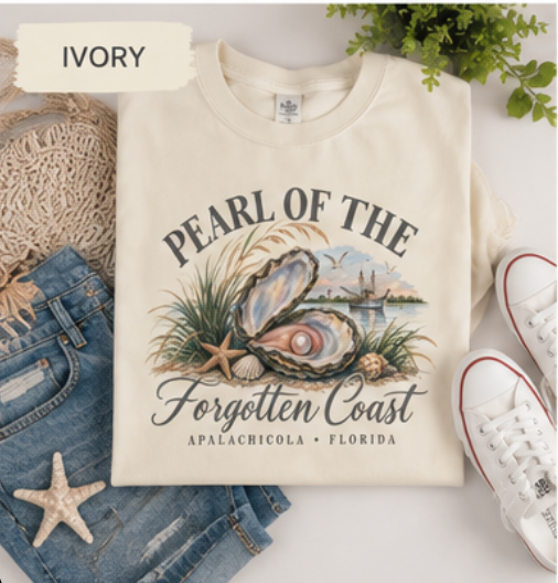 Apalachicola Florida T-Shirt | Forgotten Coast Oyster Tee | Pearl of the Forgotten Coast | Comfort Colors Coastal Shirt