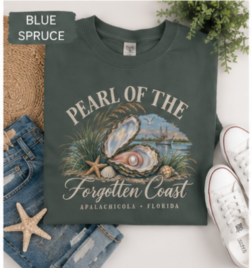 Apalachicola Florida T-Shirt | Forgotten Coast Oyster Tee | Pearl of the Forgotten Coast | Comfort Colors Coastal Shirt