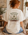 Rooted in Him Christian Shirt | Colossians 2:7 Floral Tee | Comfort Colors Faith T-Shirt