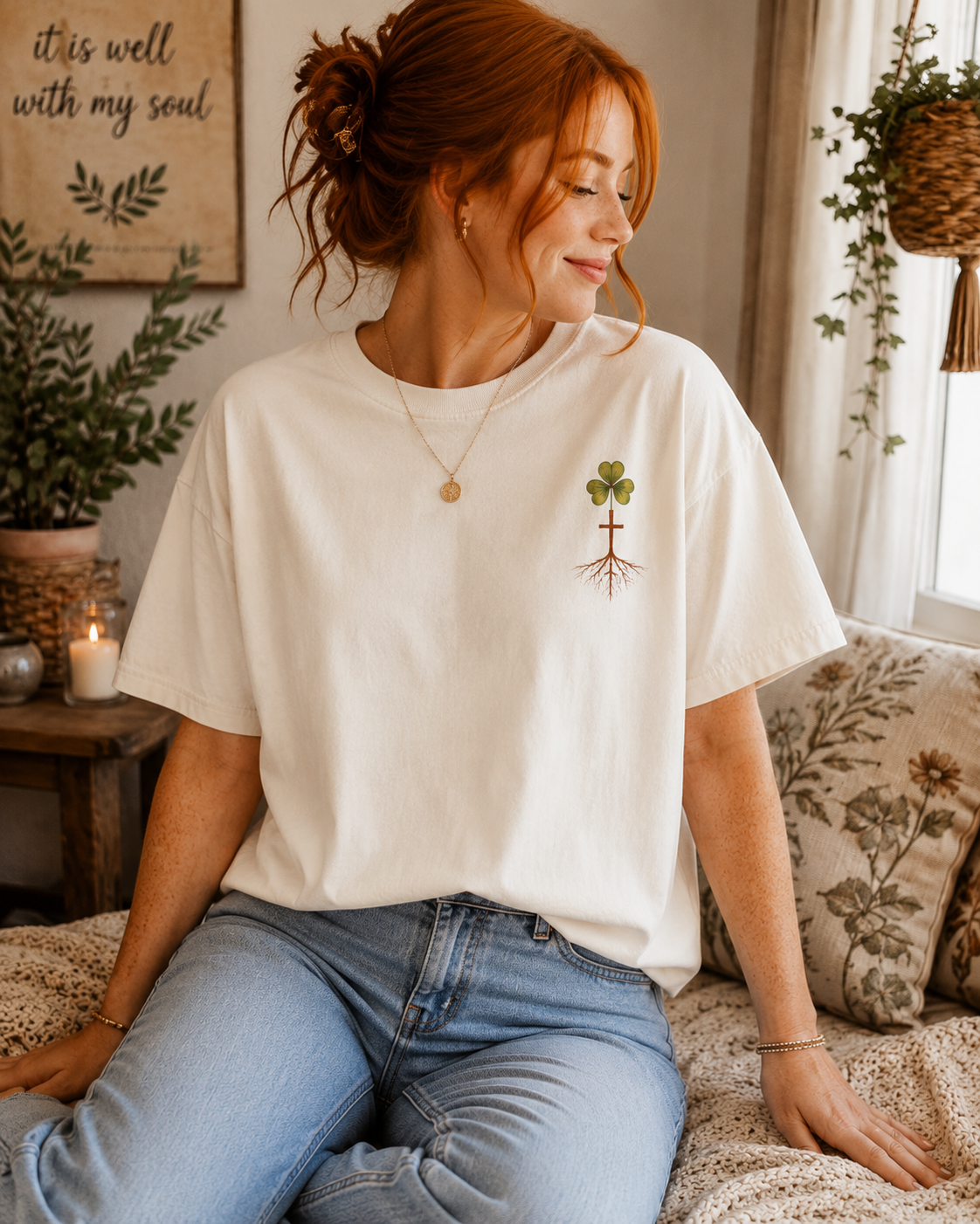 Rooted in Him Christian Shirt | Colossians 2:7 Floral Tee | Comfort Colors Faith T-Shirt