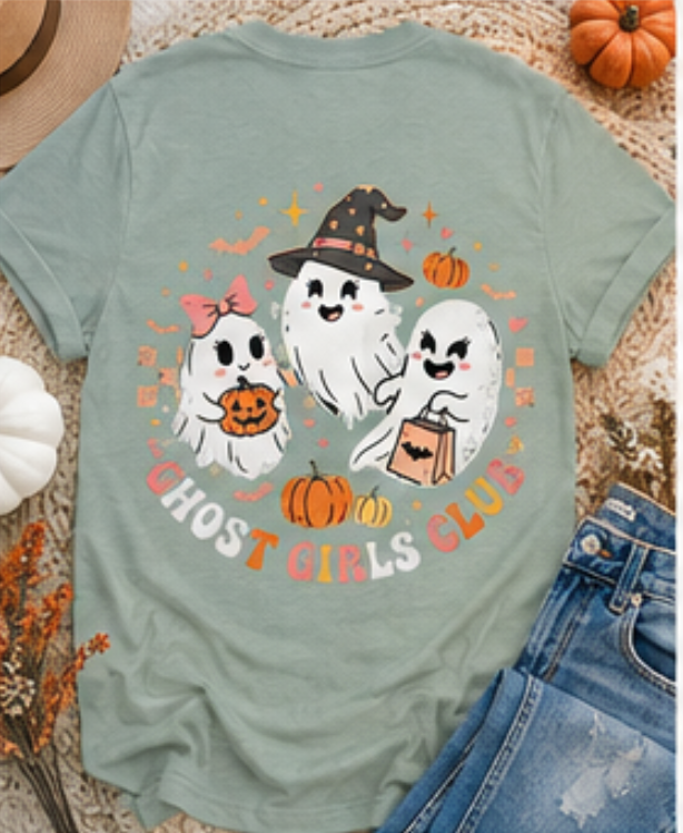 Ghost Girls Club Halloween Tee | Playful Ghosts, Pumpkins, Bats (bella+canvas)