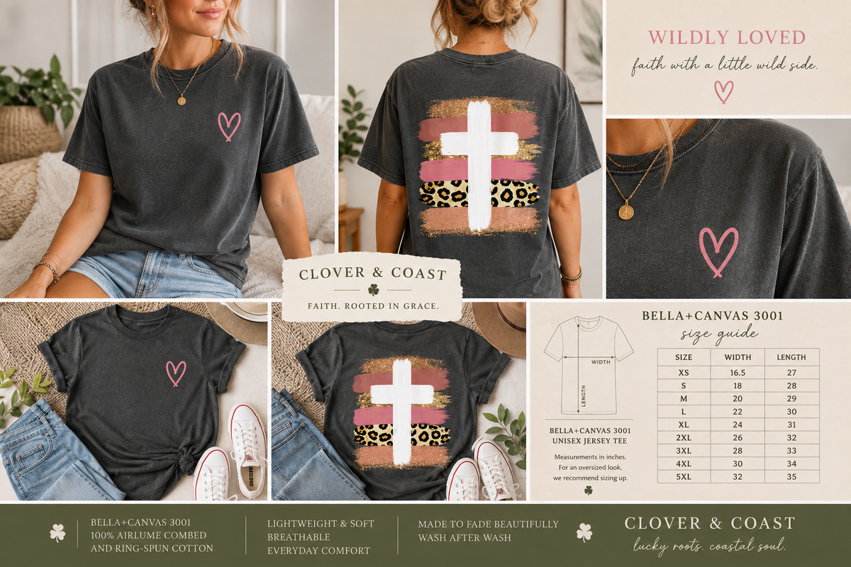 Wildly Loved Christian Shirt | Leopard Print Cross Tee | Faith Based Graphic T-Shirt