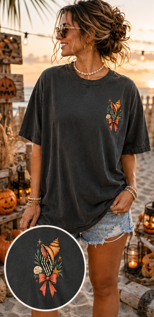 Resting Beach Face T-shirt | Tropical Sunset, Palm Trees, Halloween