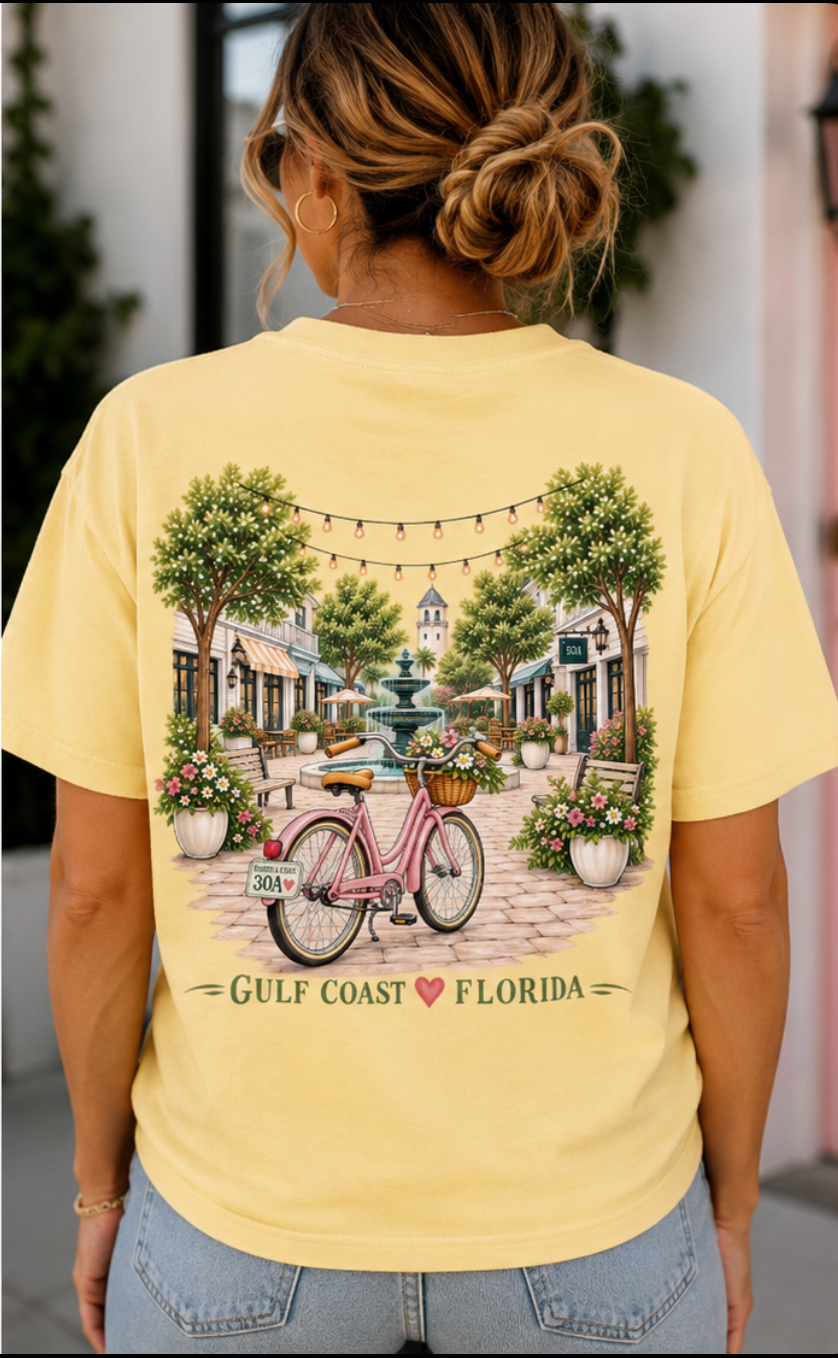 Somewhere on 30A T-Shirt | Gulf Coast Florida Tee | Coastal Bike Shirt | 30A Vacation Shirt | Comfort Colors Beach Tee