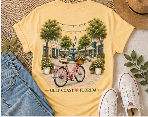 Somewhere on 30A T-Shirt | Gulf Coast Florida Tee | Coastal Bike Shirt | 30A Vacation Shirt | Comfort Colors Beach Tee