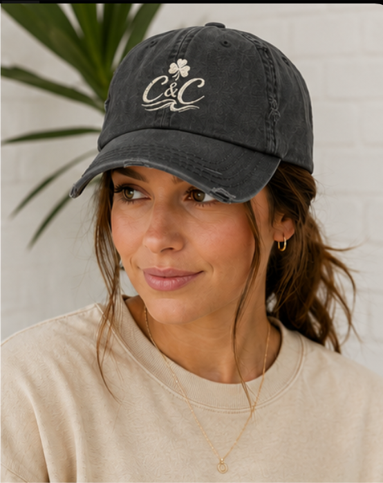 C&C Clover Embroidered Dad Hat | Distressed Baseball Cap