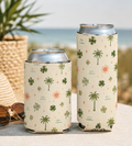 Clover & Coast Can Cooler | Coastal Clover Koozie | Palm Tree Drink Sleeve | Cute Beach Can Cooler