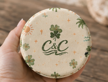 Clover & Coast Can Cooler | Coastal Clover Koozie | Palm Tree Drink Sleeve | Cute Beach Can Cooler