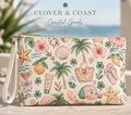 Coastal Clutch Bag | Cute Beach Makeup Bag | Palm Tree Travel Pouch | Clover & Coast Wristlet