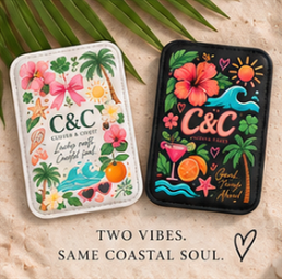 Clover & Coast MagSafe Wallet | Cute Coastal Phone Card Holder | Tropical iPhone Wallet | Vegan Leather Card Wallet