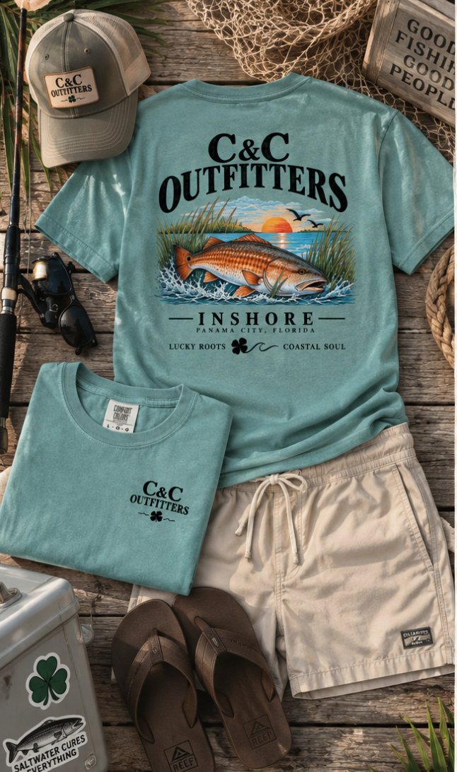 C&C Outfitters Inshore Redfish T-Shirt — Coastal Fishing Tee