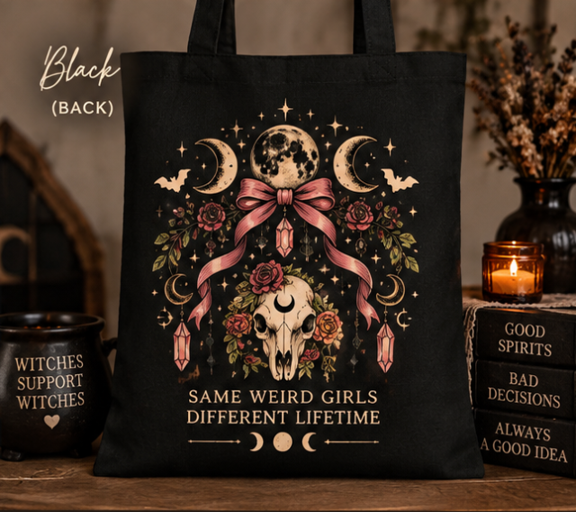 Coven Season Witchy Tote Bag | Cute Spooky Halloween Bag | Gothic Witch Tote | Same Weird Girls Different Lifetime