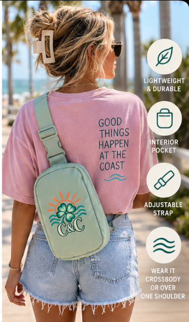 Clover & Coast Sling Bag | Coastal Crossbody Bag | Cute Everyday Travel Bag