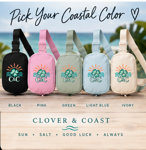 Clover & Coast Sling Bag | Coastal Crossbody Bag | Cute Everyday Travel Bag