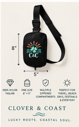 Clover & Coast Sling Bag | Coastal Crossbody Bag | Cute Everyday Travel Bag